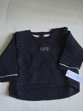 NWT Robeez Perfect Joy Baby Quilted Sweatshirt Pullover 6-9 Months Navy Cutie